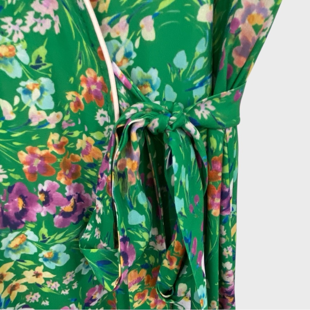 La Roque Green Meadow Floral Wren Wrap Dress Size XL - Picture 3 of 8